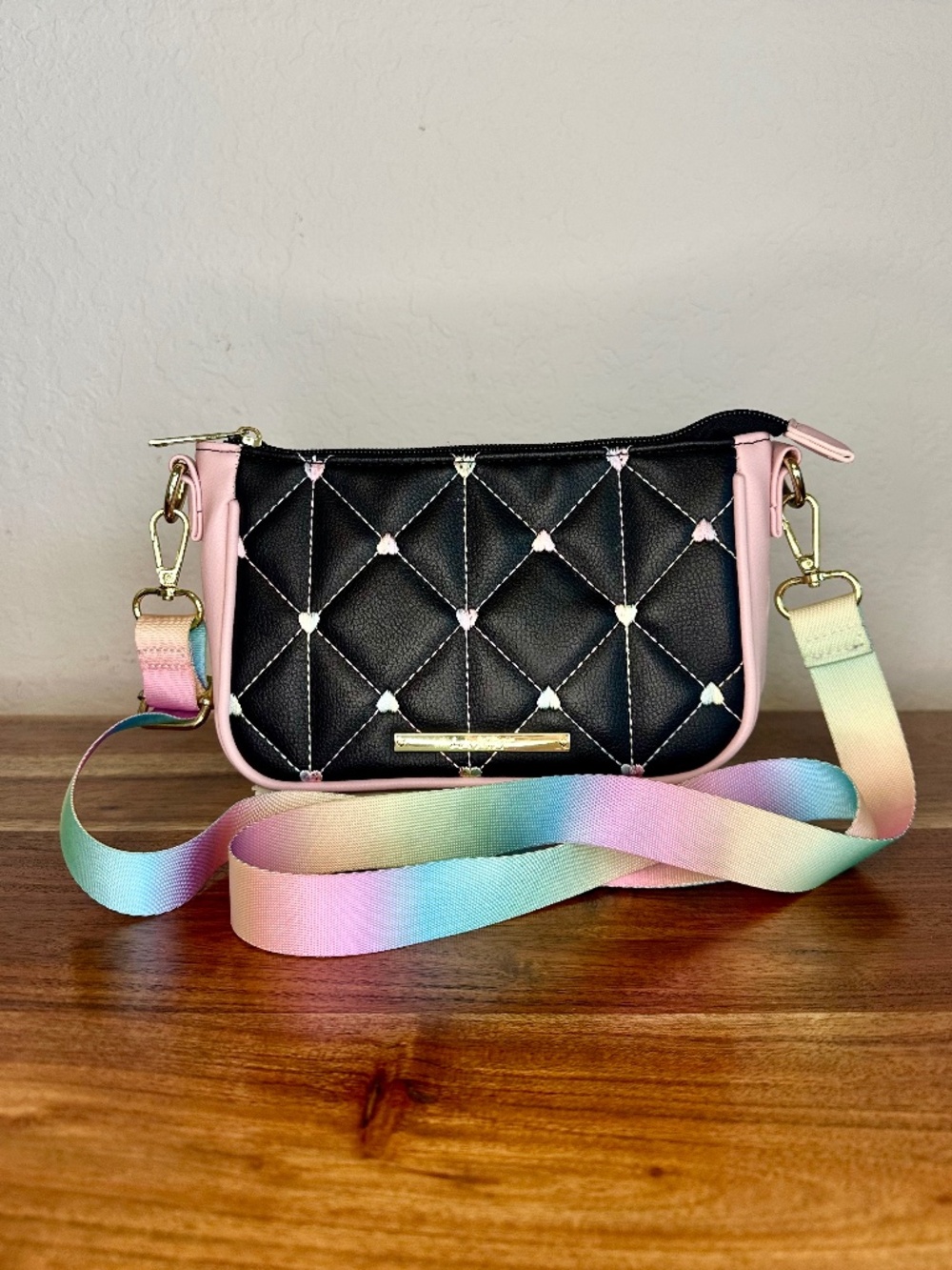 Luv Betsey by Betsey Johnson Quilted Leather Rainbow Colored Crossbody Bag